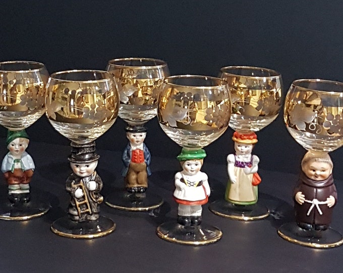 CHOICE of Vintage Hummel Goebel Figural Wine Glasses, Made in Western Germany