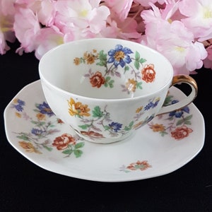 Vintage Theodore Haviland Limoges JEWEL Tea Cup and Saucer, Made in France, 1920-1936