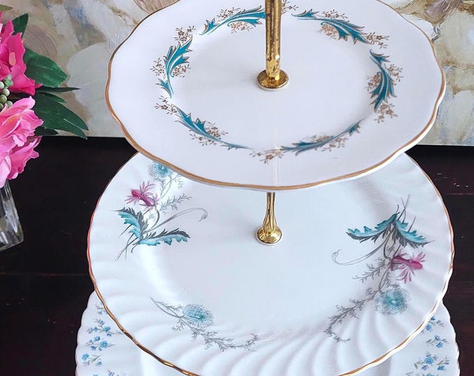Handmade 3 Tier Bone China Cupcake Stand - Wedding Cake Dessert Tray Afternoon Tea Serving Platter