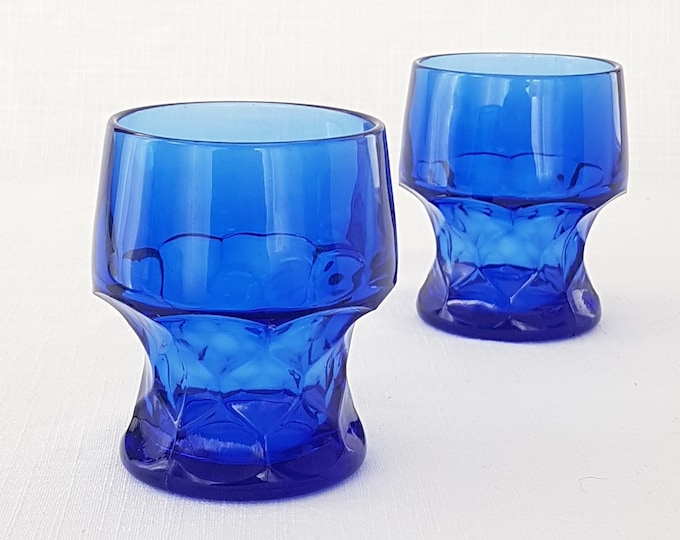 Viking Glass GEORGIAN BLUE (BLUENIQUE) 8 ounce Whiskey Glasses, Set of 2