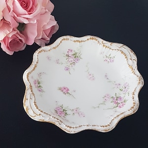 Rose Bowl de Limoges de Theodore Haviland: Decoración de tocador vintage, WJ Alexander Troy, NY