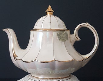 Sadler Teapot, Bell Shape, Original Sadler Label, Vintage Sadler Tea Pot 3201, Made in England