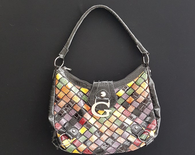 GUESS Multicolor Woven Faux Leather Shoulder Bag, Zippered