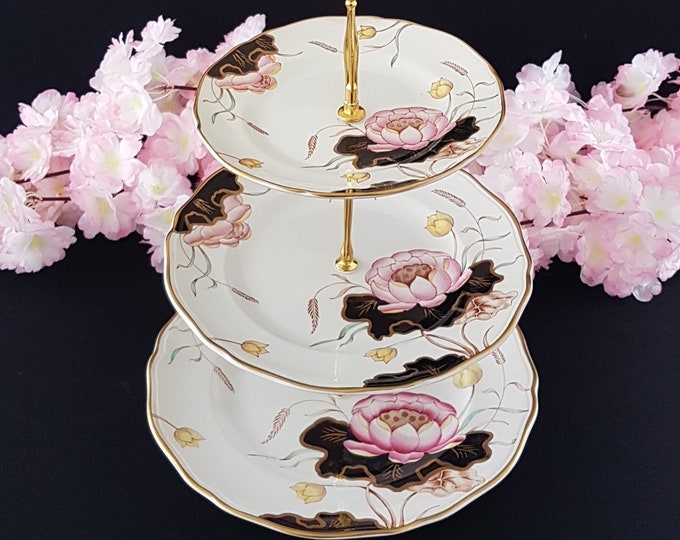 Vintage Ironstone 3 Tier Cake Stand for Wedding and Tea Party Desserts