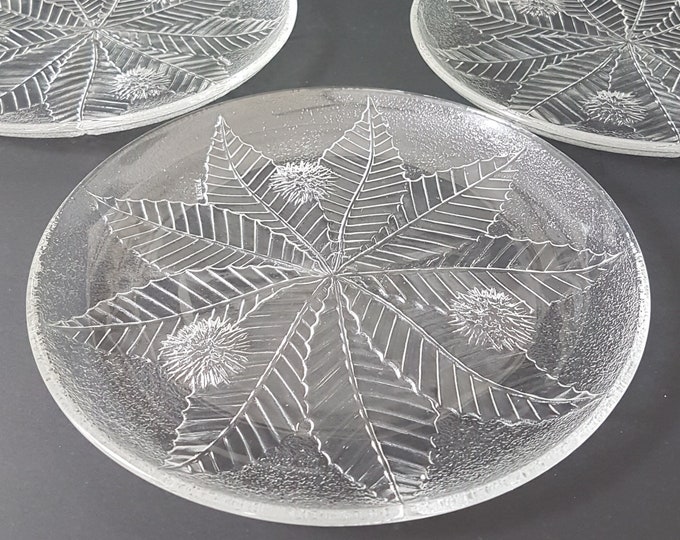 French Vintage Luminarc CHATAIGNIER, Clear Glass Dessert Salad Plate, Set of 6