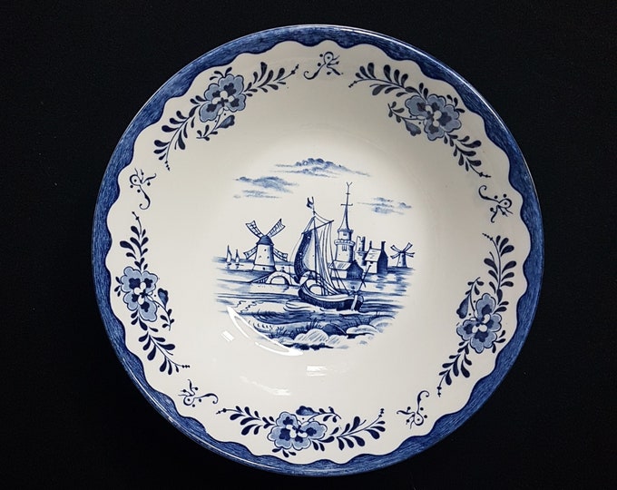 Johnson Brothers HOLLAND Blue Scenes, Cereal Bowls, Sets of 2, Dutch Theme Blue Transferware on White Ironstone