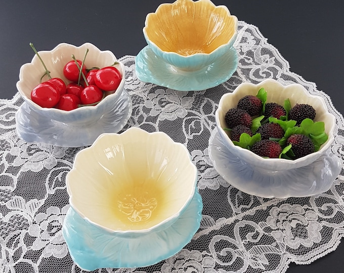 Royal Winton Grimwades LOTUS FLOWER Bowls, Set of 4 Flower Shaped Bowls, 1930s