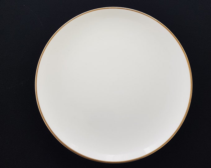 Wedgwood SATURN C2169, Susie Cooper Design Dinner Plates, 10.75 Inch, Sets of 2, All White with Gold Edge, Made in England