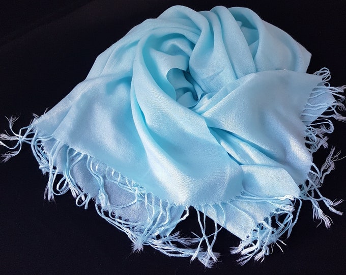 Pashmina Scarf, Vintage Light Blue Evening Shawl, Pashmina Wrap, Womens Scarves, Fashion Accessory