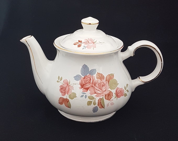 Vintage Sadler Teapot, Windsor Fine Porcelain, Pink Roses, 4 Cup