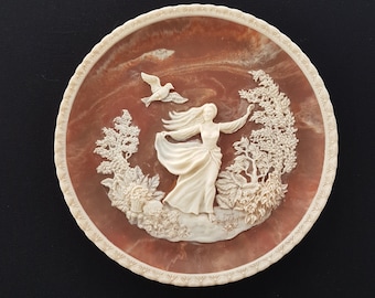 Vintage Incolay Stone Wall Plate – “To A Skylark” Romantic Poets Series 1979