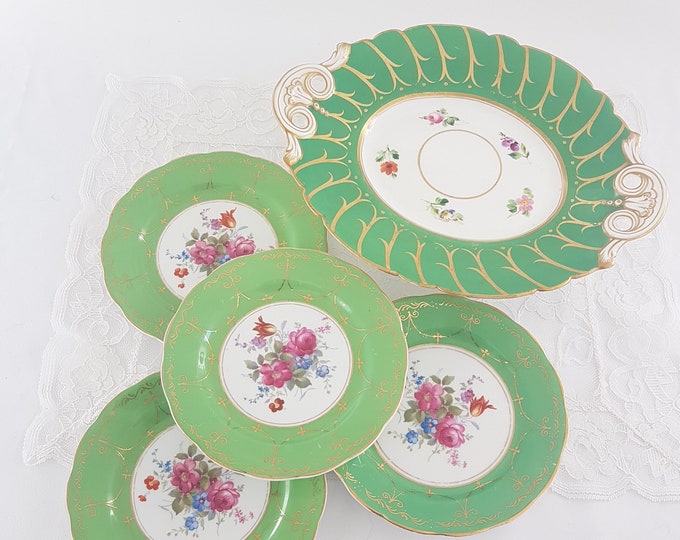 Elegant 5-Piece English Bone China Serving Set by Thomas Goode - Vintage Afternoon Tea Platter
