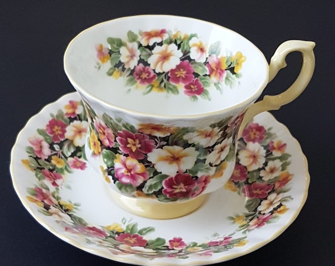 intage Royal Albert, Fragrance Series PRIMULA Tea Cup and Saucer, Spring Flowers on Fine Bone China, England