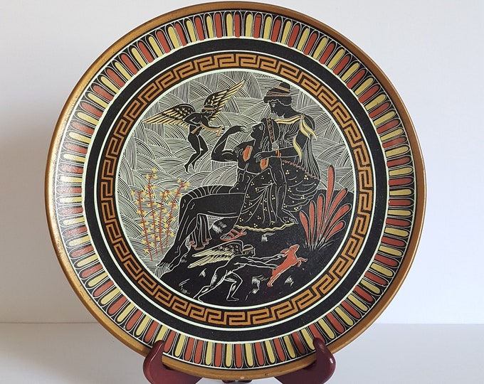 Adonis & Aphrodite, D. Vassilopoulos, Vintage Replica Decorative Plate, Hellenic Neo Classical Decor, Made in Greece