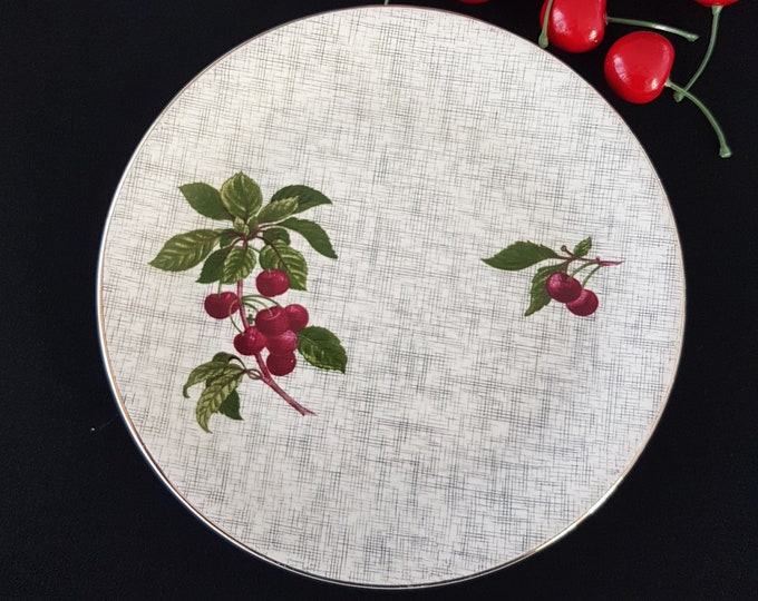 Vintage Alfred Meakin CHERRY RIPE  Salad Plates, 8inch, Set of 5 Mid Century Dessert Plates