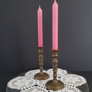 Indian Brass Candle Sticks, Pair of Vintage Taper Candle Holders, Made in India