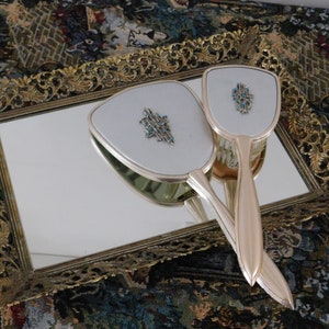 Vanity Set, Vintage Hair Brush and Hand Mirror, Vintage Dresser Set, Mid Century Dressing Table Set, Made in England