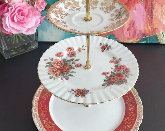 Handmade Bone China 3 Tiered Cake Stand Bridal Shower Party Decor