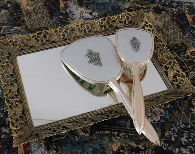 Vanity Set, Vintage Hair Brush and Hand Mirror, Vintage Dresser Set, Mid Century Dressing Table Set, Made in England