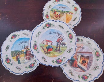 Italian Four Seasons Melamine Wall Plates Decorative Tuscan Farmhouse Decor