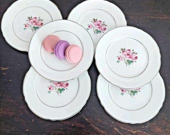 Vintage Margaret Rose Lichfield Bone China Side Plates, Set of 6
