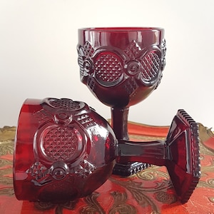 Vintage Avon Cape Cod Ruby Red Goblets - Set of 2