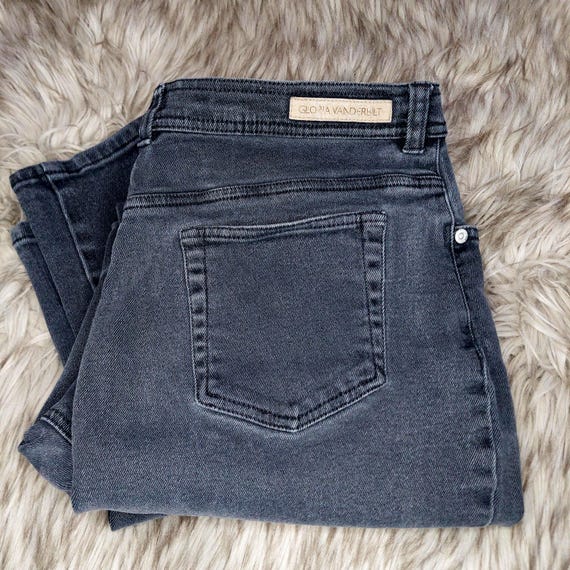 Gloria Vanderbilt Vintage Missy Short High-Waisted Black Mom Jeans - Tapered Leg Denim, Size 16