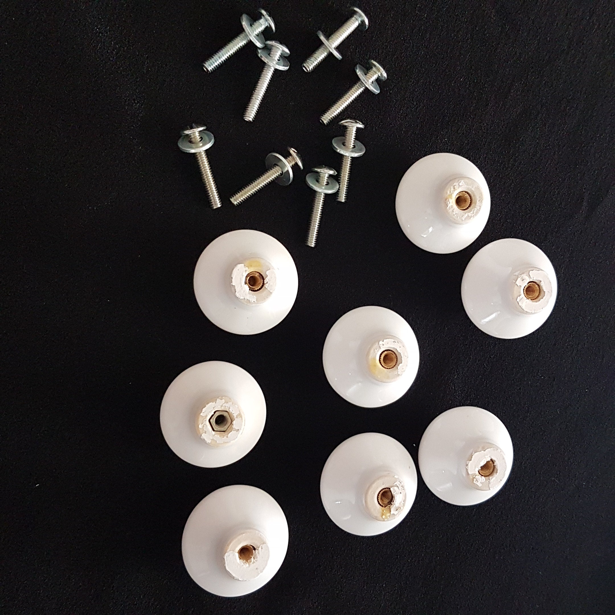 Vintage Porcelain Kitchen Knob, Sets of 4 White Porcelain with Pink Roses Drawer Pulls