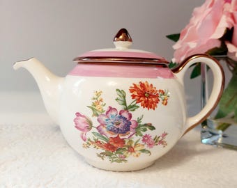 1940s Vintage Grays Pottery Floral 4 Cup English Teapot