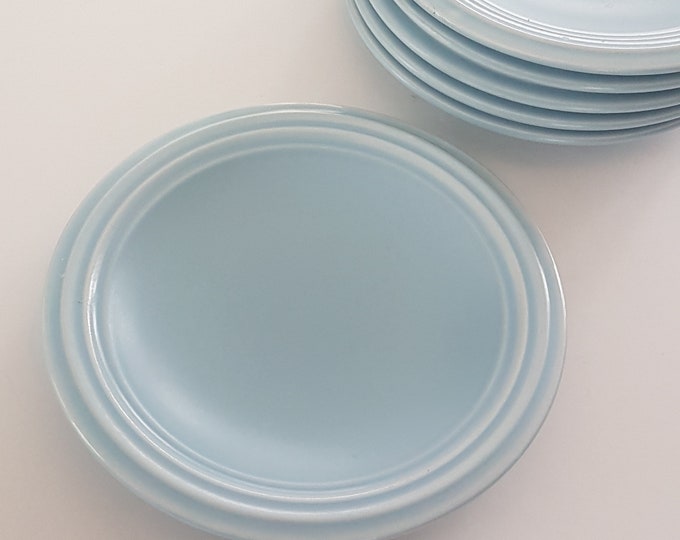 Pfaltzgraff TERRACE Azure, Blue Stoneware Salad Plates with Raised Rings on Edge, Sets of 2