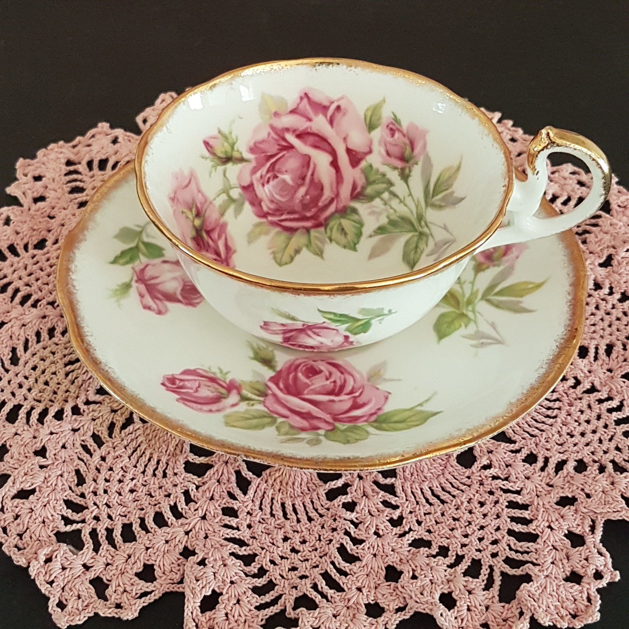 Vintage Royal Standard ORLEANS ROSE Tea Cup & Saucer, Pink Cabbage Rose