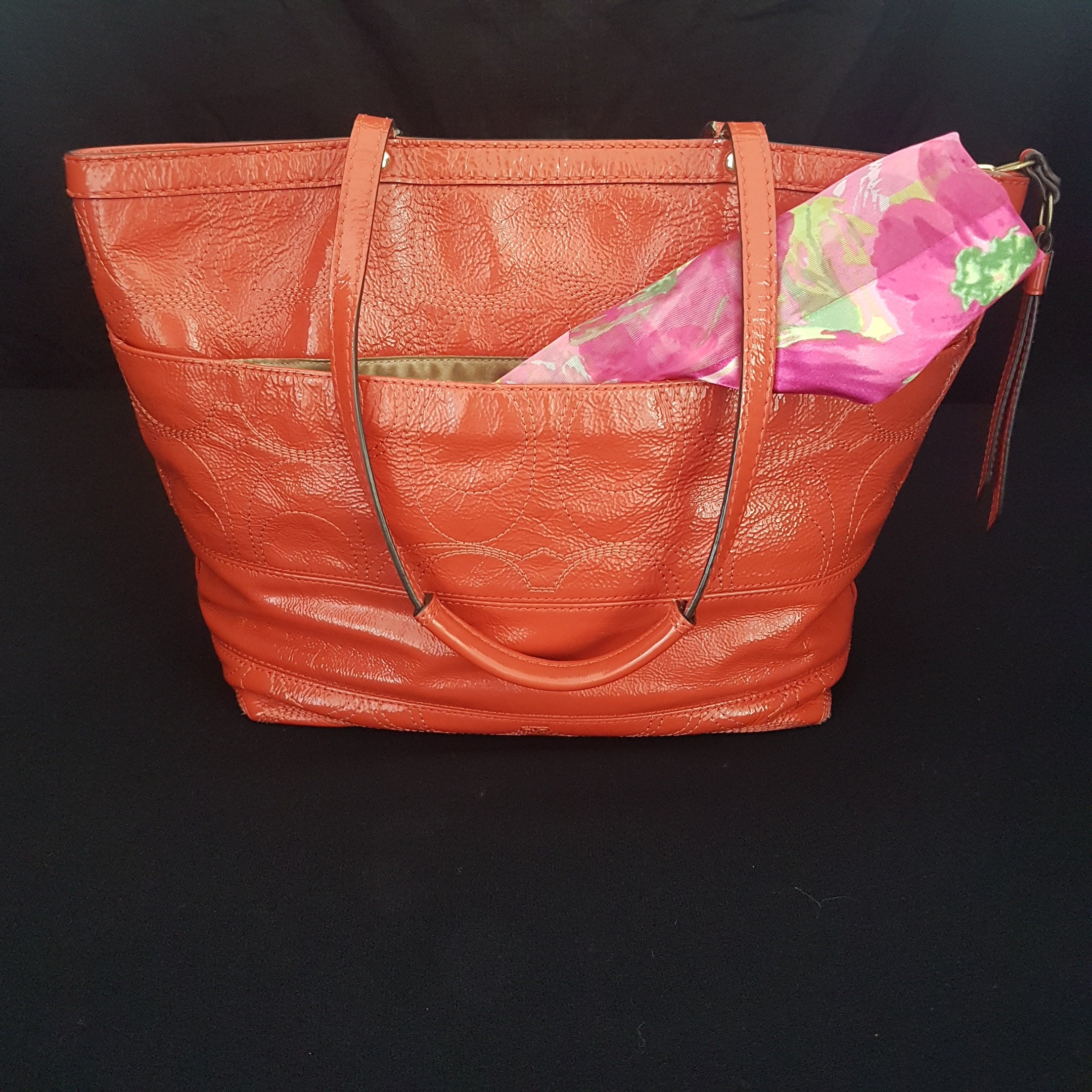 Coach C4823 Soft Tabby Shoulder Bag Orange Red Leather 195031486906 | eBay