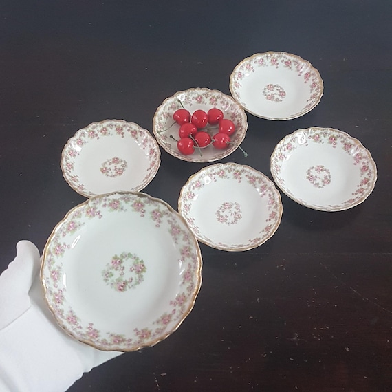 Elite Works Limoges Porcelain Berry Bowl Set - 6 Piece Vintage French Dessert China Collection