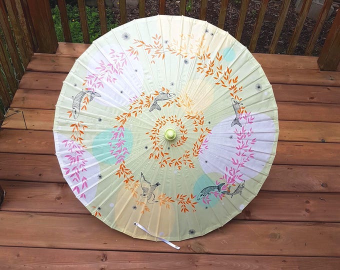 Handcrafted Paper and Wood Japanese Parasol – Asian Sun Shade and Decorative Umbrella