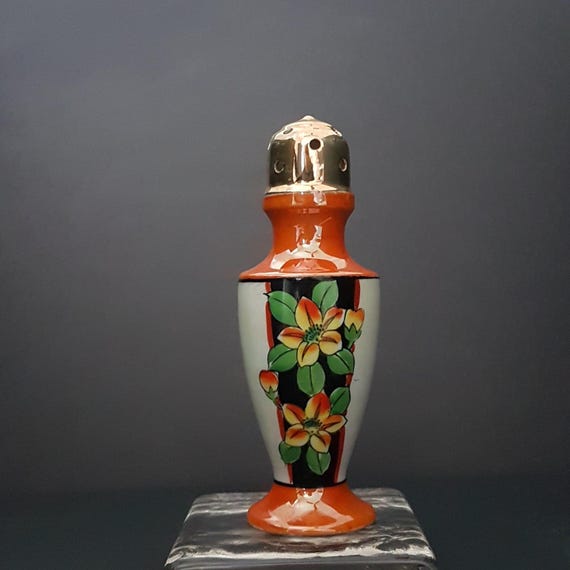 Vintage Japanese Porcelain Sugar Shaker Hand Painted Floral Muffineer