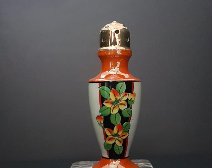 Vintage Japanese Porcelain Sugar Shaker Hand Painted Floral Muffineer