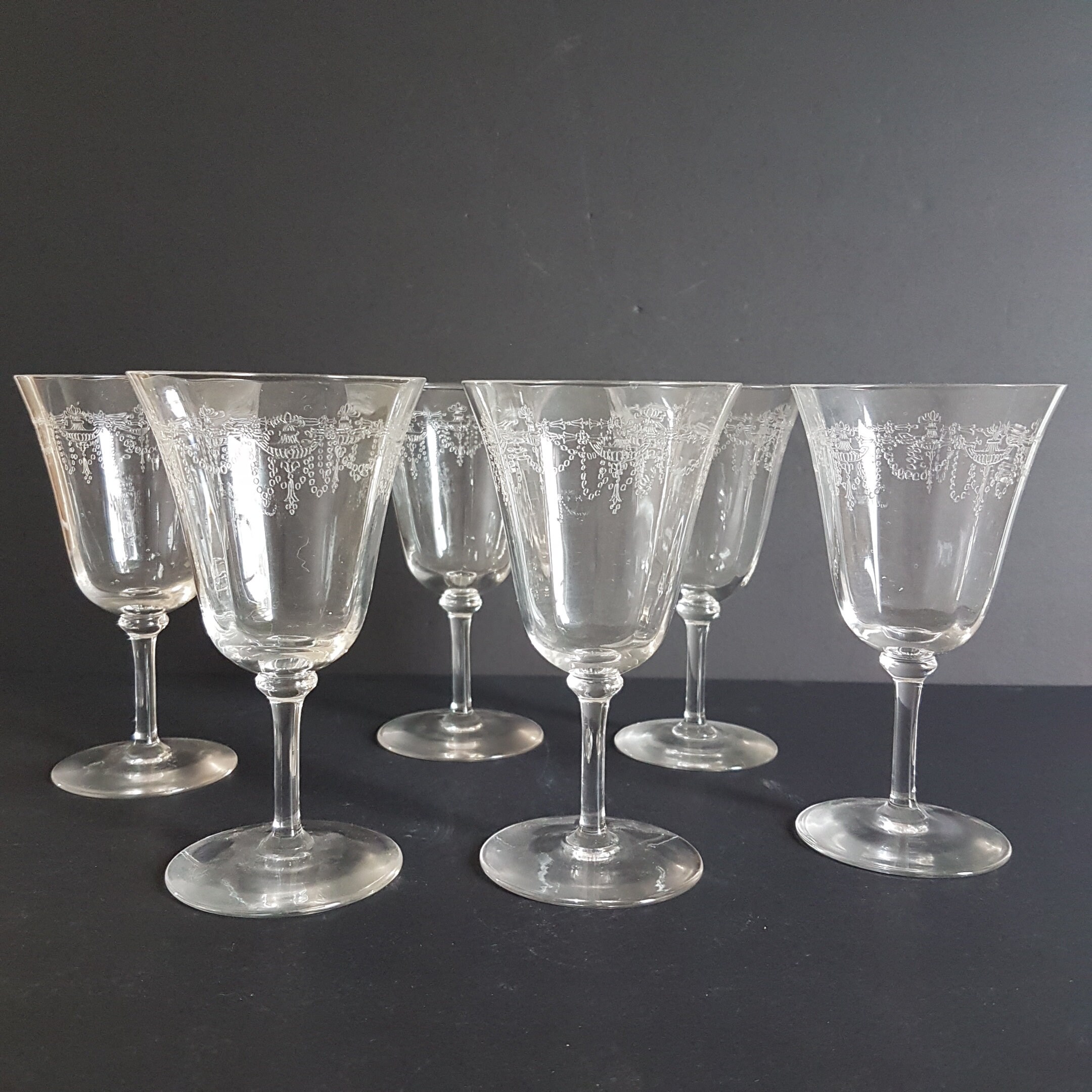 Vintage Bryce Crystal Elegant Glass Stemware, Set of 6, Wine Glass