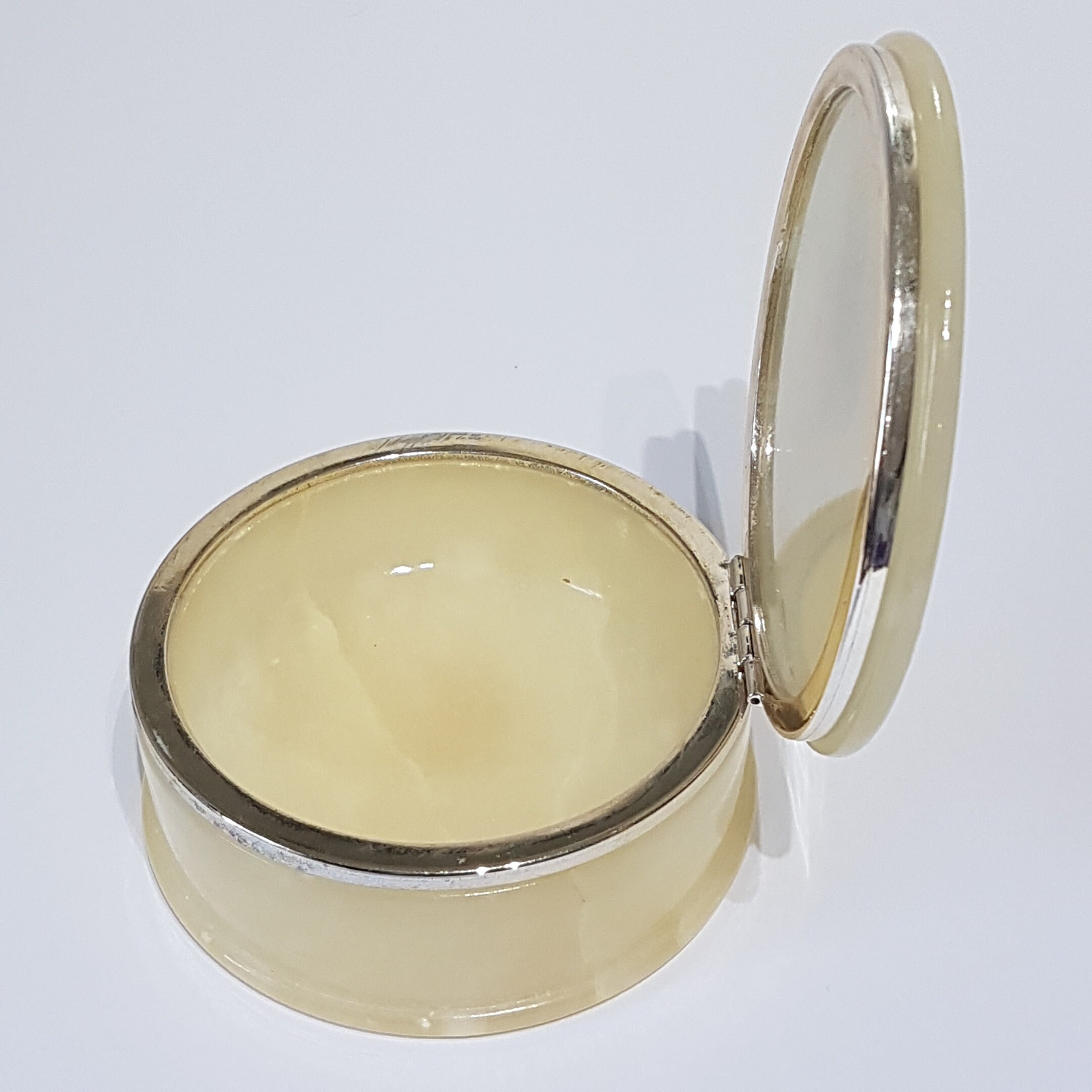 Genuine Alabaster Marble Trinket Box, Italian Marble, Hinged Top with