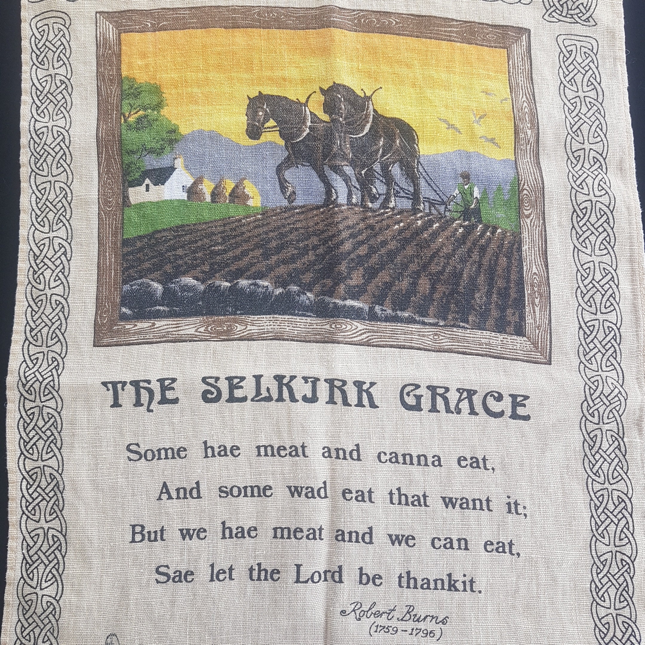 Vintage Linen Tea Towel Robbie Burns The Selkirk Grace Scotland vintage-linen-tea-towel-robbie-burns-the-selkirk-grace-scotland