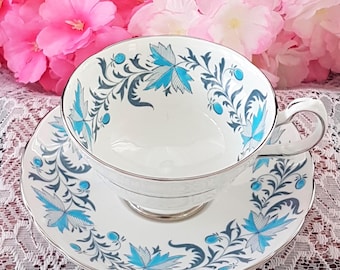 Vintage Grosvenor Debutante Tea Cup & Saucer: Hand-Painted Bone China, 1960s England