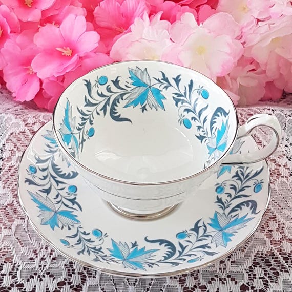Vintage Grosvenor Debutante Tea Cup & Saucer: Hand-Painted Bone China, 1960s England