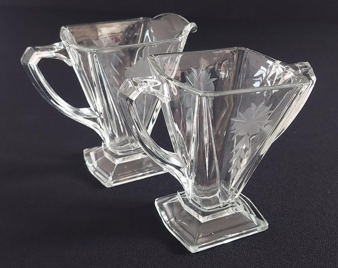 Vintage 1930s Indiana Glass Art Deco Cream and Sugar Set