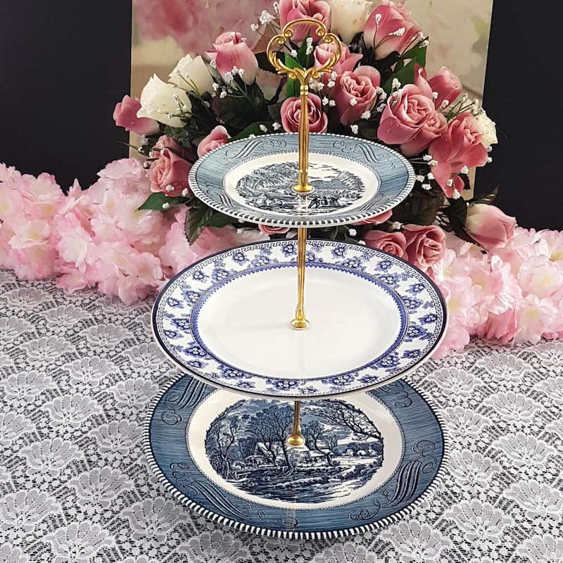 Blue and White Cake Stand - Etsy