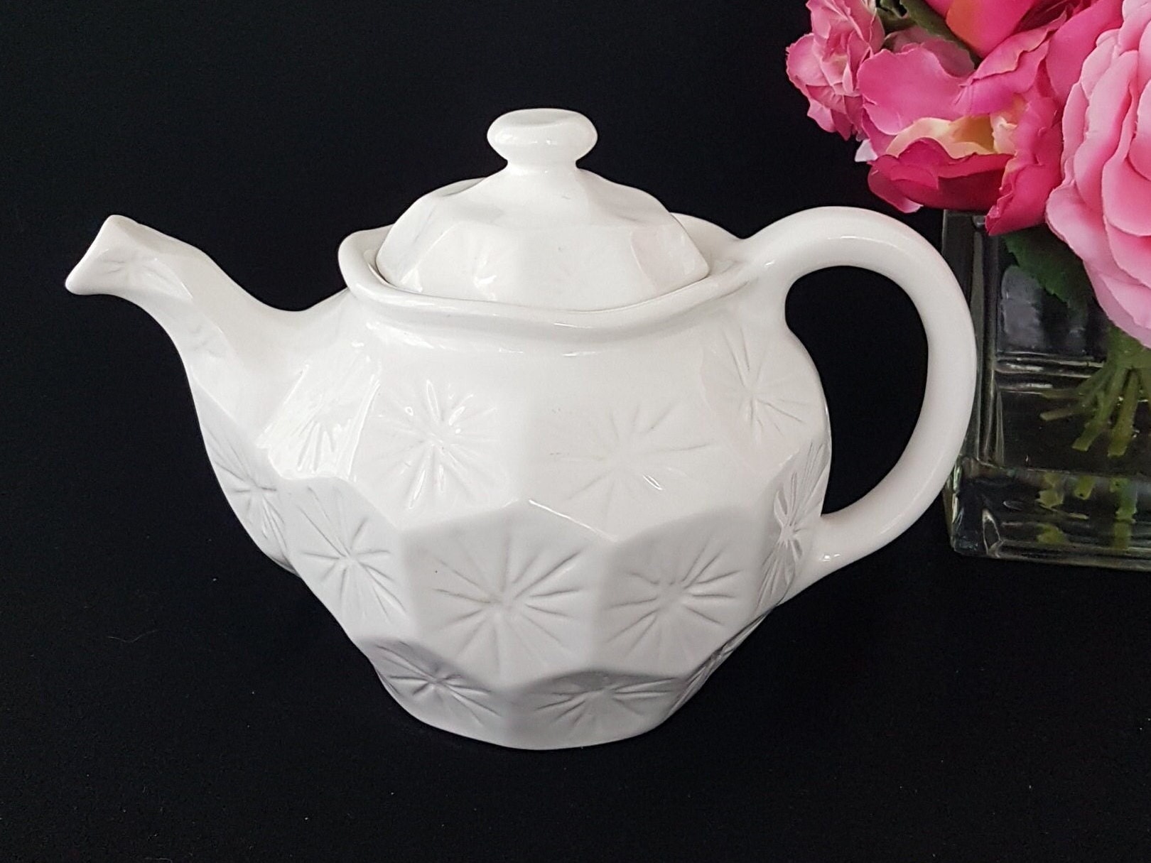 Vintage White Farval Portuguese Pottery, 4 Cup Teapot, Made in Portugal