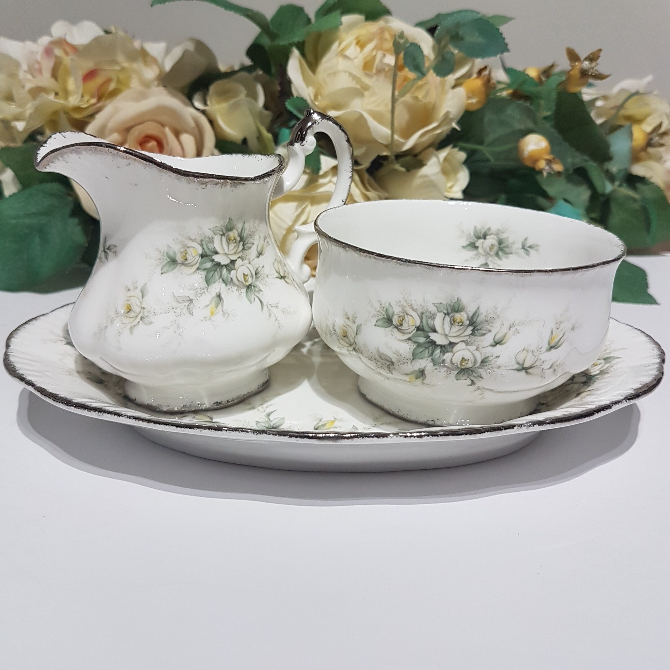 RESERVED Paragon FIRST LOVE Mini Creamer & Open Sugar Bowl with Tray