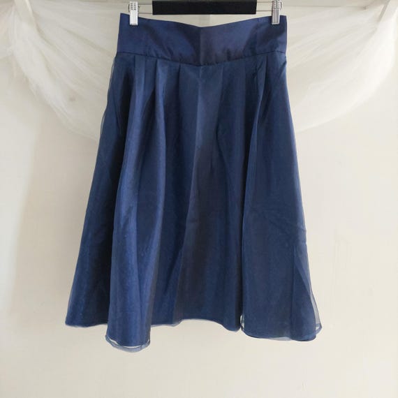 Elegant Navy Blue Satin Half Apron: Vintage-Inspired Hostess Gift
