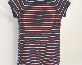 Vintage Tommy Hilfiger Sport Striped T-Shirt Dress 90s Red White Blue Size Medium