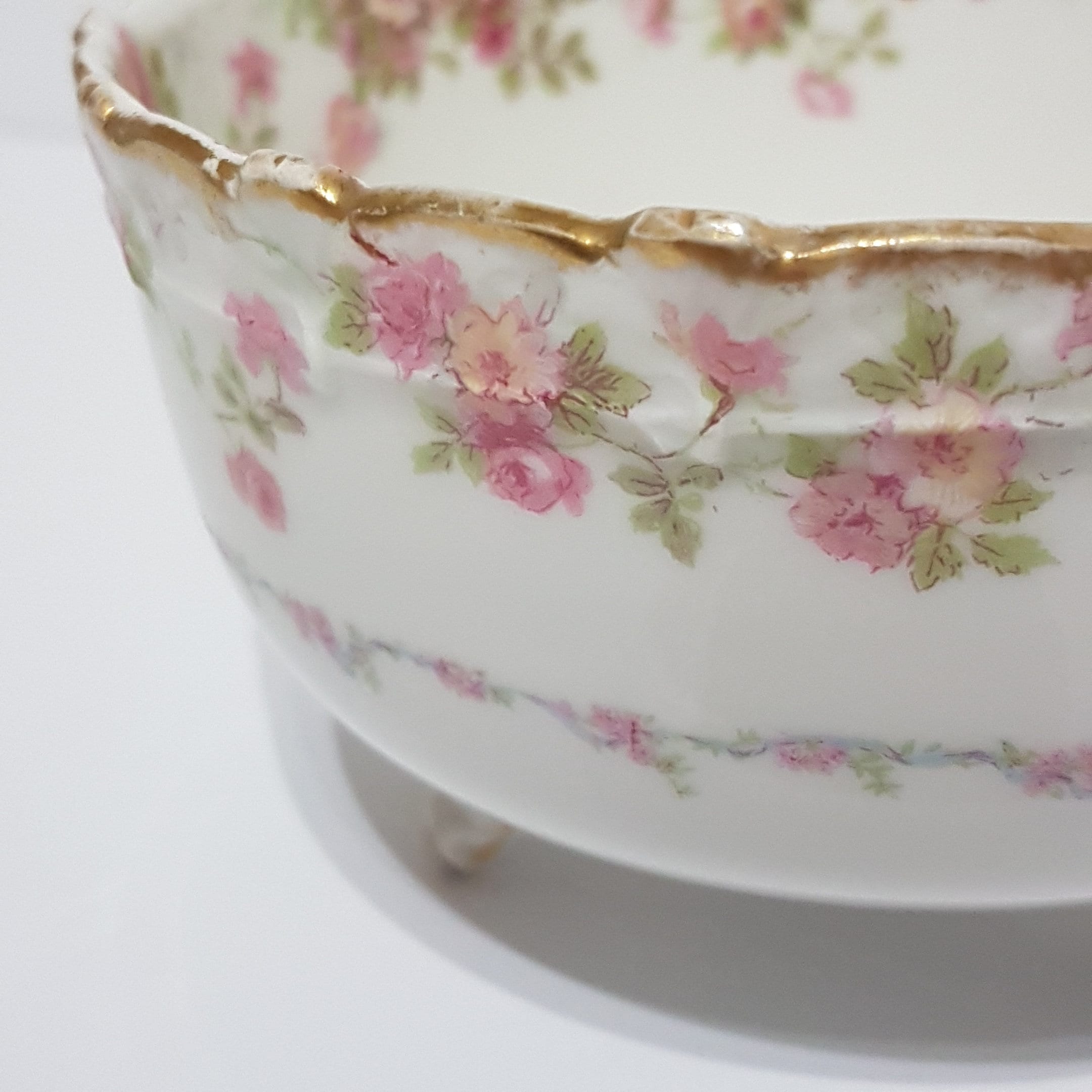 ANTIQUE CH Field Haviland Limoges Footed Bowl, Charles H. Field Limoges