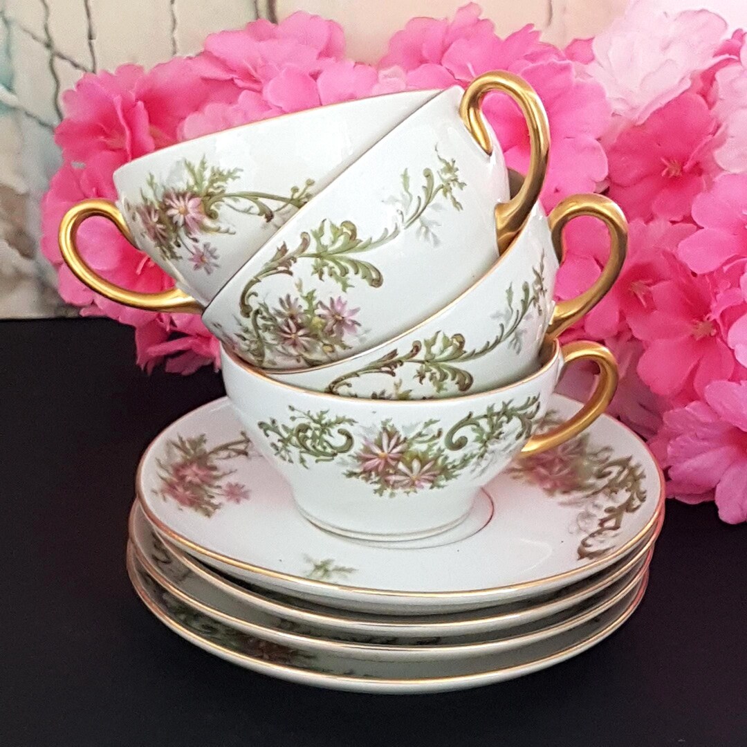 アンティーク リモージュ 磁器ティーセット 8点セット：カップ