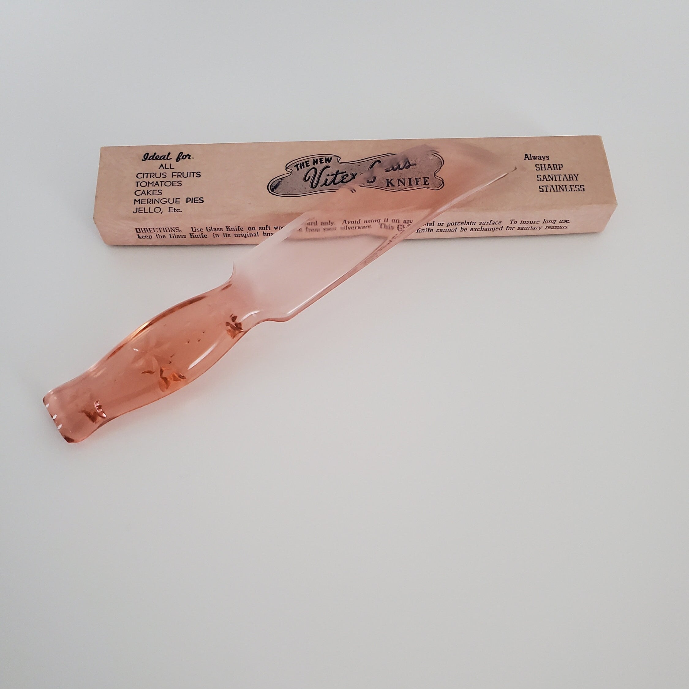 Pink Depression Glass Cake Knife, 9 Inch, The New Vitex Glas Knife